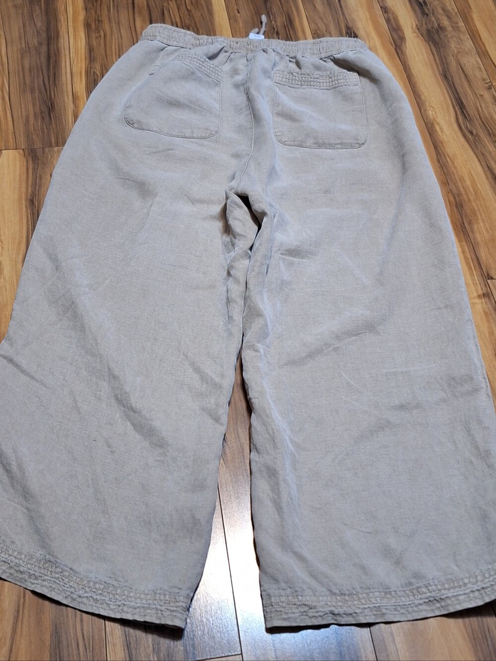 C&C CA Medium Linen Lyocell Crop Wide Leg Pull On Pants Beachy Boho Resort - Picture 2 of 7